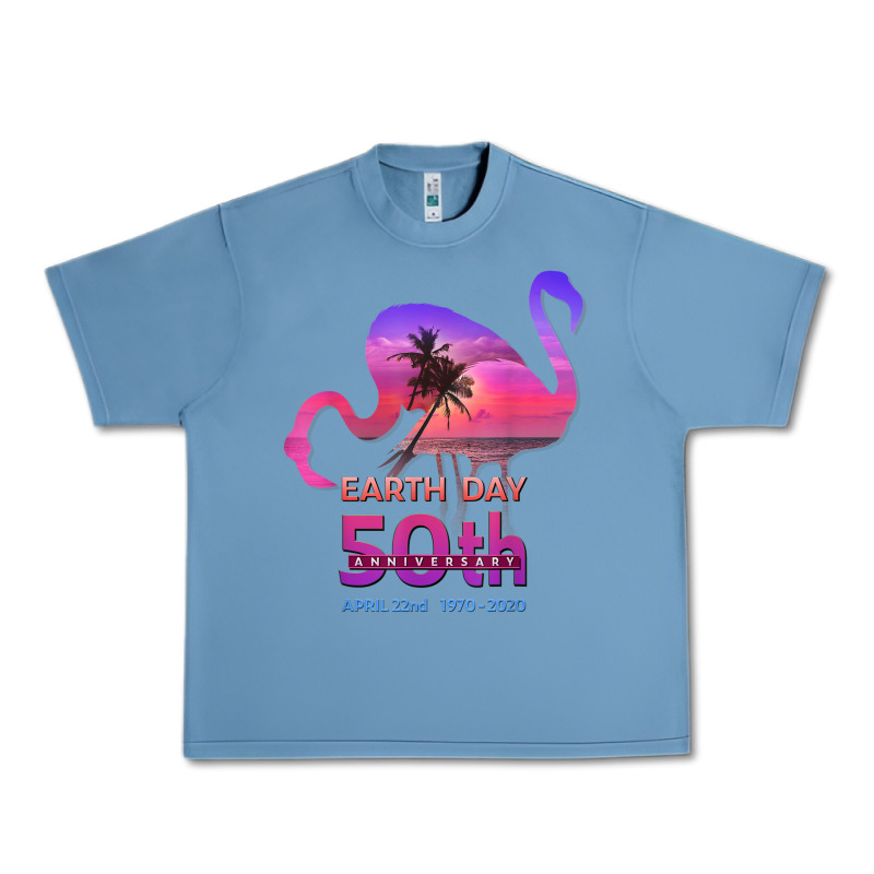 Earth Day 50th Anniversary Pink Flamingos Sunset Silhouette Urban Heavy Tee by linhVisuals | Teevron