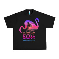 Black earth day 50th anniversary pink flamingos sunset silhouette Urban Heavy Tee - linhVisuals