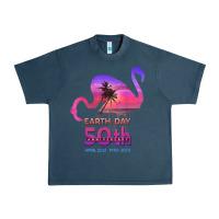 Midnight Navy earth day 50th anniversary pink flamingos sunset silhouette Urban Heavy Tee - linhVisuals