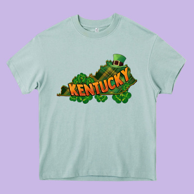 Kentucky Map St. Patrick's Day Heavy Core Tee Designed By Fadigitalartstudio