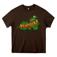 Chocolate Brown Kentucky map St. Patrick's Day Heavy Core Tee - FaDigitalArtStudio