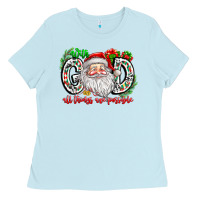Baby Blue with god all things are possible santa Ladies Tee - CowhideDigitalArt