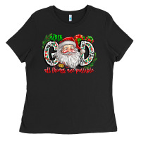 Black with god all things are possible santa Ladies Tee - CowhideDigitalArt