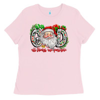 Bubblegum Pink with god all things are possible santa Ladies Tee - CowhideDigitalArt