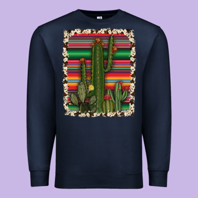 Serape Cowhide Cacti Premium Sweatshirt Designed By Ranaportraitstore