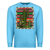 Ocean Blue serape cowhide cacti Premium Sweatshirt - RanaPortraitStore