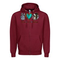 Burgundy Peace Love Indians Zipper Hoodie - Jasminsmagicworld