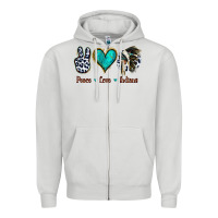 Dove Grey Peace Love Indians Zipper Hoodie - Jasminsmagicworld