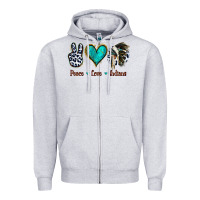 Heather Grey Peace Love Indians Zipper Hoodie - Jasminsmagicworld