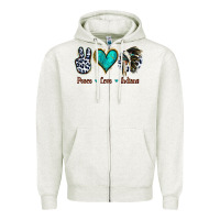 Oatmeal Heather Peace Love Indians Zipper Hoodie - Jasminsmagicworld