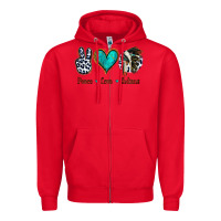 Red Peace Love Indians Zipper Hoodie - Jasminsmagicworld