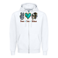 White Peace Love Indians Zipper Hoodie - Jasminsmagicworld