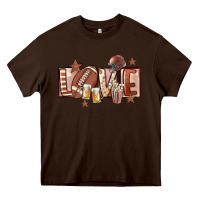Chocolate Brown football love Heavy Core Tee - FaDigitalArtStudio