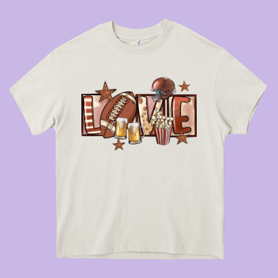 Football Love Heavy Core Tee Designed By Fadigitalartstudio