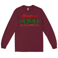Burgundy festive christmas lights text art Long Sleeve Tee - CowhideDigitalArt
