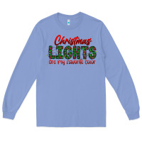 Colony Blue festive christmas lights text art Long Sleeve Tee - CowhideDigitalArt