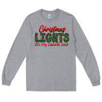 Heather Grey festive christmas lights text art Long Sleeve Tee - CowhideDigitalArt