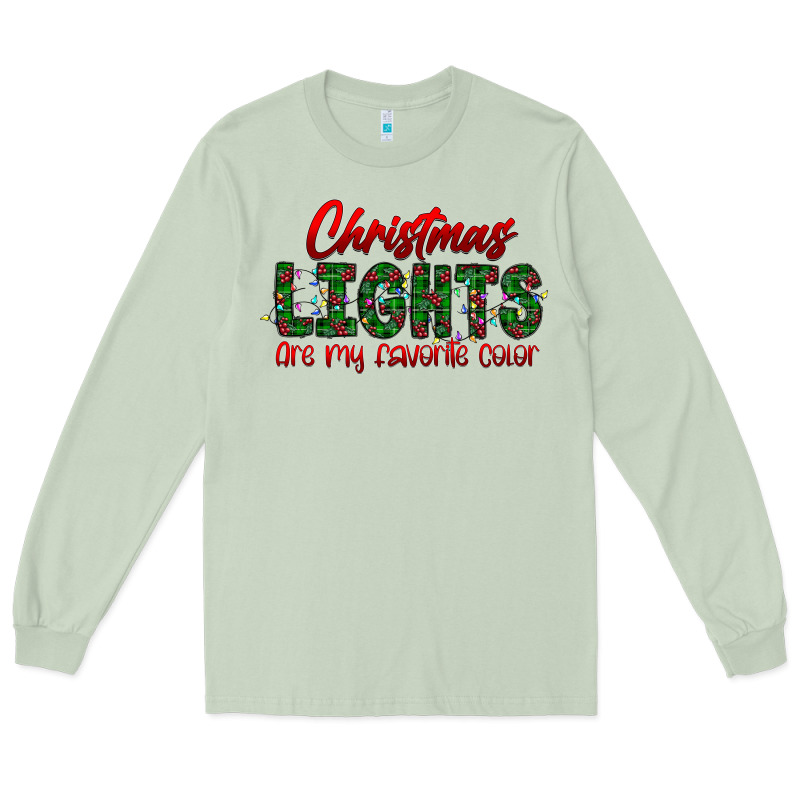 Festive Christmas Lights Text Art Long Sleeve Tee by CowhideDigitalArt | Teevron