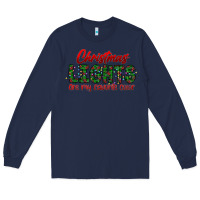 Navy festive christmas lights text art Long Sleeve Tee - CowhideDigitalArt