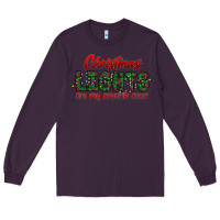Plum festive christmas lights text art Long Sleeve Tee - CowhideDigitalArt
