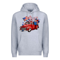 Heather Grey american truck 4th of july Premium Hoodie - BarkalooDesign