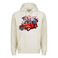 Oatmeal Heather american truck 4th of july Premium Hoodie - BarkalooDesign