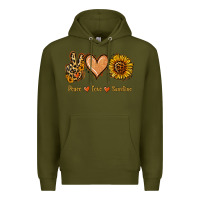 Army Green Peace Love Sunshine Premium Hoodie - Jasminsmagicworld