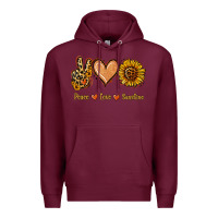 Burgundy Peace Love Sunshine Premium Hoodie - Jasminsmagicworld