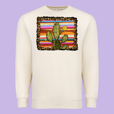 Serape Leopard Cactus Premium Sweatshirt Designed By Ranaportraitstore