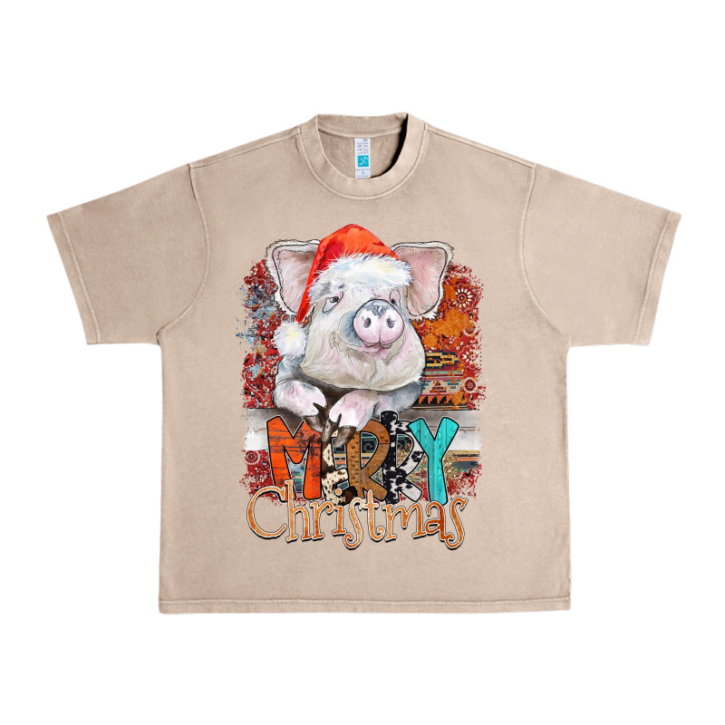 Merry Christmas Pig Urban Heavy Tee by CowhideDigitalArt | Teevron