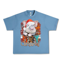 Pebble Blue merry Christmas pig Urban Heavy Tee - CowhideDigitalArt