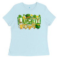 Baby Blue Lucky Vibes Ladies Tee - CowhideDigitalArt