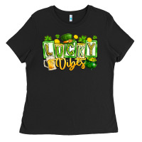 Black Lucky Vibes Ladies Tee - CowhideDigitalArt