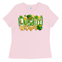 Bubblegum Pink Lucky Vibes Ladies Tee - CowhideDigitalArt