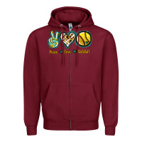 Burgundy Peace Love Softball Zipper Hoodie - Jasminsmagicworld
