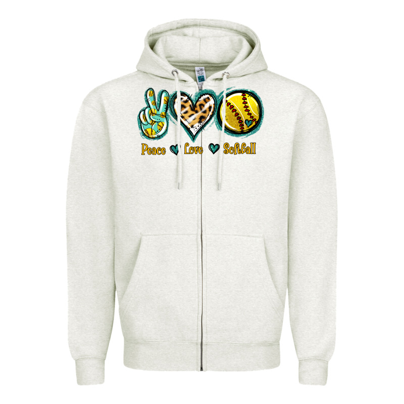 Peace Love Softball Zipper Hoodie by Jasminsmagicworld | Teevron
