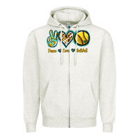 Oatmeal Heather Peace Love Softball Zipper Hoodie - Jasminsmagicworld