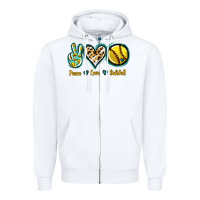 White Peace Love Softball Zipper Hoodie - Jasminsmagicworld
