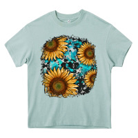 Arona sunflower cowhide and turquoise patches Heavy Core Tee - RanaPortraitStore