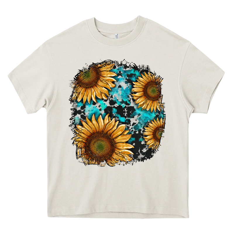 Sunflower Cowhide And Turquoise Patches Heavy Core Tee by RanaPortraitStore | Teevron
