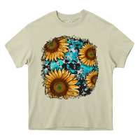 Mossy sunflower cowhide and turquoise patches Heavy Core Tee - RanaPortraitStore