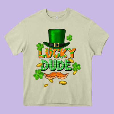 Lucky Dude St. Patricks Day Heavy Core Tee Designed By Fadigitalartstudio