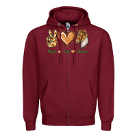 Burgundy Peace Love Horses Zipper Hoodie - Jasminsmagicworld