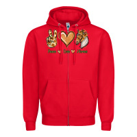 Red Peace Love Horses Zipper Hoodie - Jasminsmagicworld