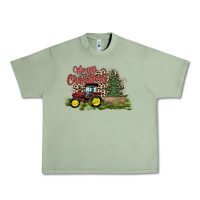Oil Green merry Christmas tractor tree Urban Heavy Tee - CowhideDigitalArt