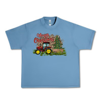 Pebble Blue merry Christmas tractor tree Urban Heavy Tee - CowhideDigitalArt