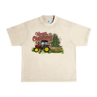Merry Christmas Tractor Tree Urban Heavy Tee | Teevron