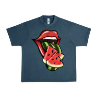 Midnight Navy Watermelon Tongue Urban Heavy Tee - Jasminsmagicworld