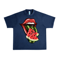 Navy Watermelon Tongue Urban Heavy Tee - Jasminsmagicworld