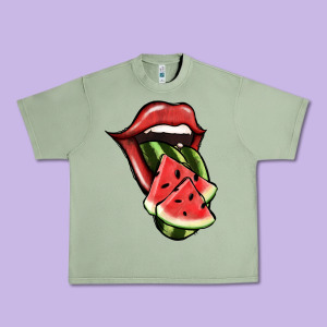 Watermelon Tongue Urban Heavy Tee Designed By Jasminsmagicworld